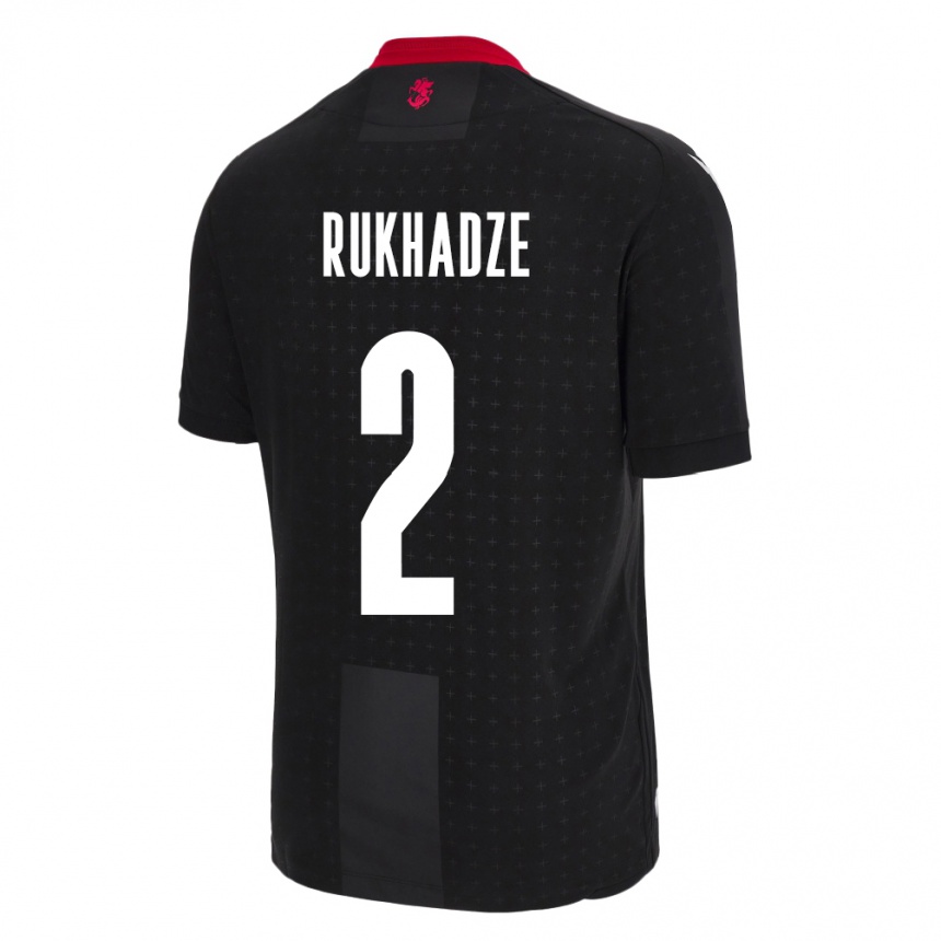 Gyermek Labdarúgás Grúzia Zurab Rukhadze #2 Fekete Idegenbeli Jersey 24-26 Mez Póló Ing