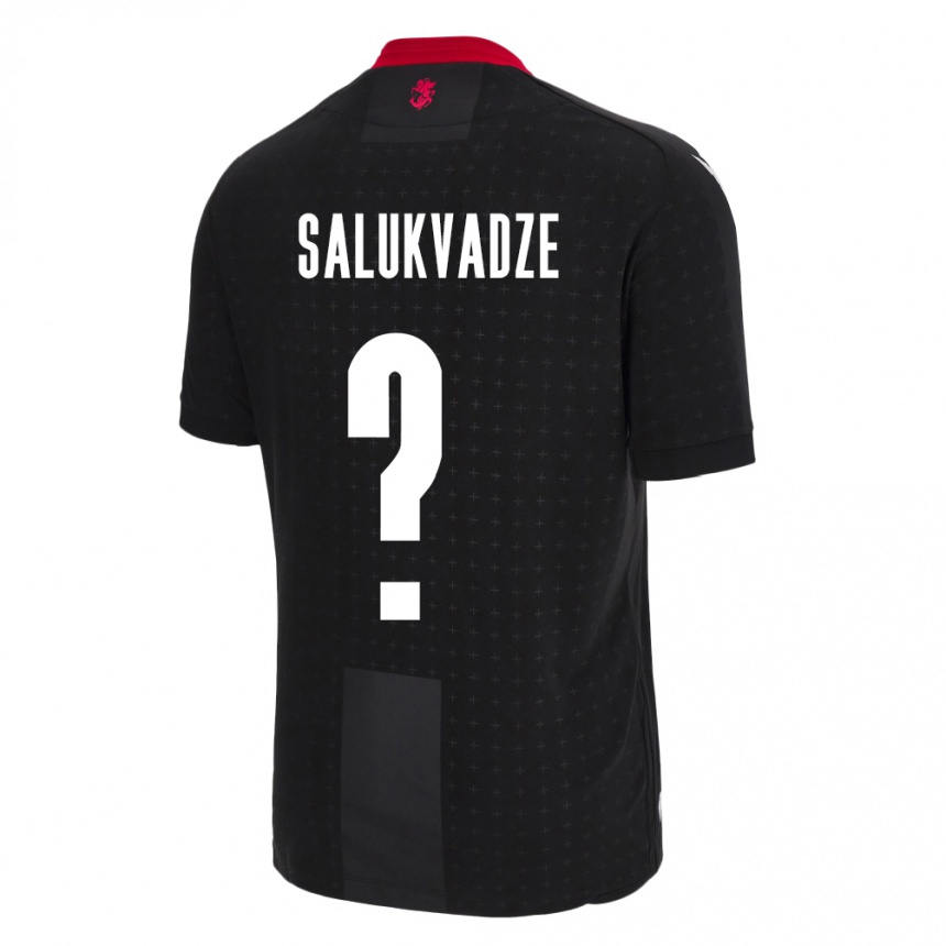 Gyermek Labdarúgás Grúzia Luka Salukvadze #0 Fekete Idegenbeli Jersey 24-26 Mez Póló Ing