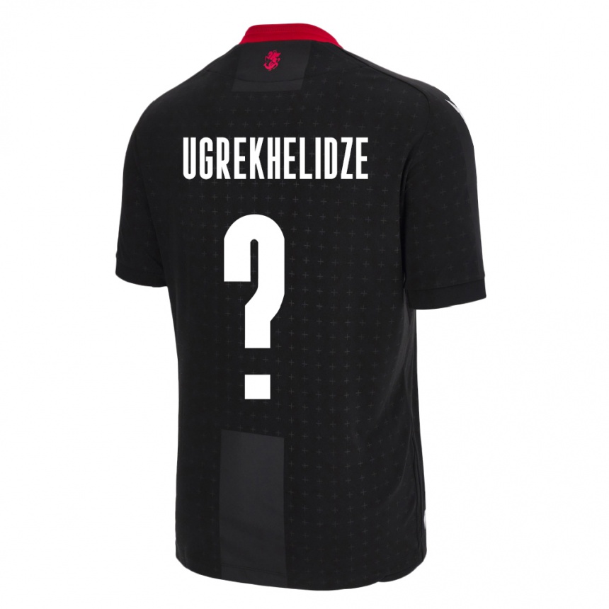 Gyermek Labdarúgás Grúzia Luka Ugrekhelidze #0 Fekete Idegenbeli Jersey 24-26 Mez Póló Ing