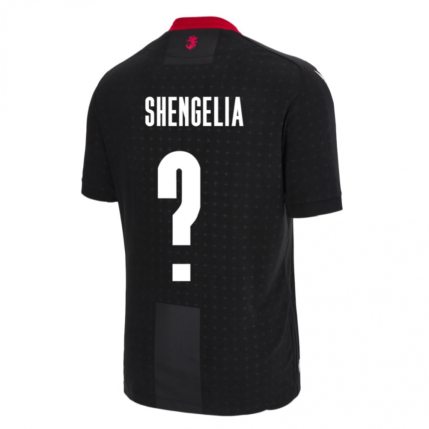 Gyermek Labdarúgás Grúzia Luka Shengelia #0 Fekete Idegenbeli Jersey 24-26 Mez Póló Ing