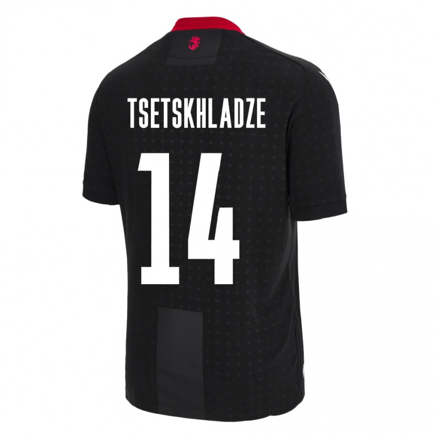 Gyermek Labdarúgás Grúzia Nikoloz Tsetskhladze #14 Fekete Idegenbeli Jersey 24-26 Mez Póló Ing