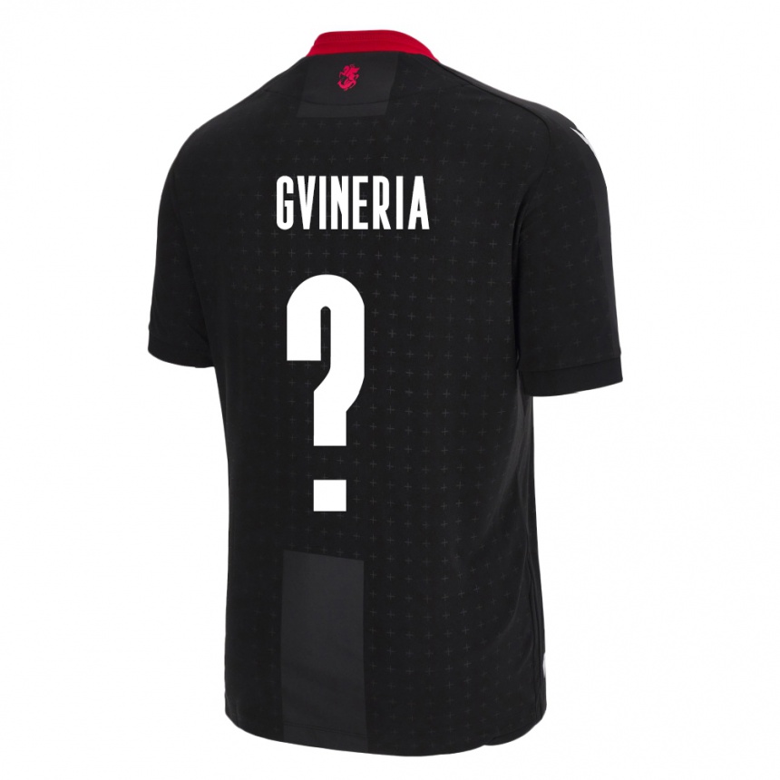 Gyermek Labdarúgás Grúzia Akaki Gvineria #0 Fekete Idegenbeli Jersey 24-26 Mez Póló Ing