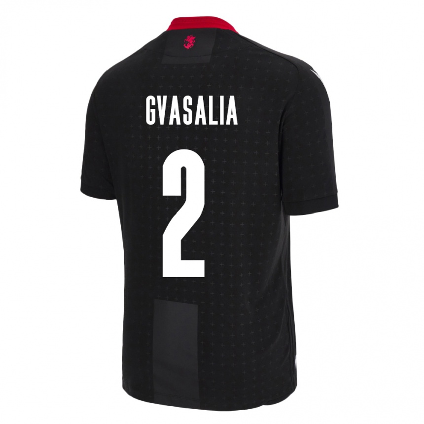 Gyermek Labdarúgás Grúzia Giorgi Gvasalia #2 Fekete Idegenbeli Jersey 24-26 Mez Póló Ing