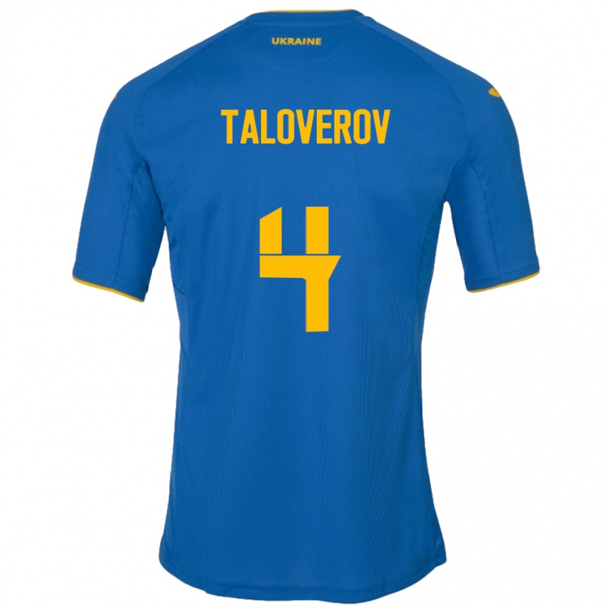 Gyermek Labdarúgás Ukrajna Maksym Taloverov #4 Kék Idegenbeli Jersey 24-26 Mez Póló Ing