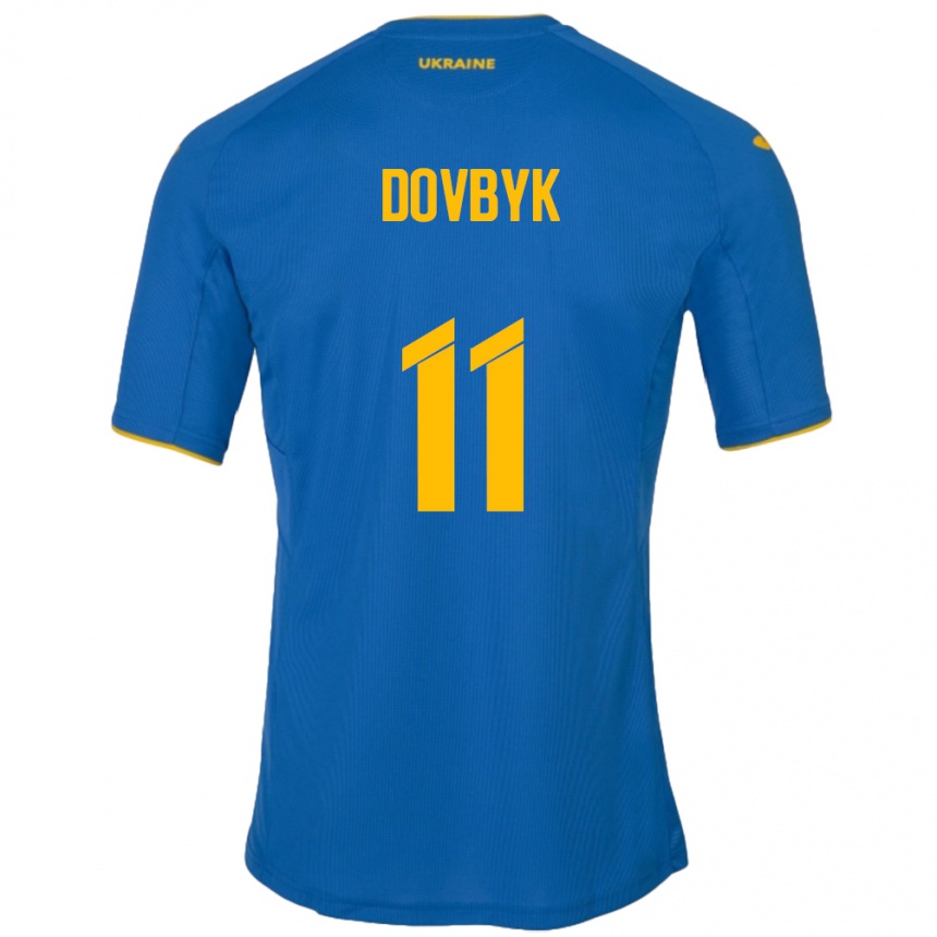 Gyermek Labdarúgás Ukrajna Artem Dovbyk #11 Kék Idegenbeli Jersey 24-26 Mez Póló Ing