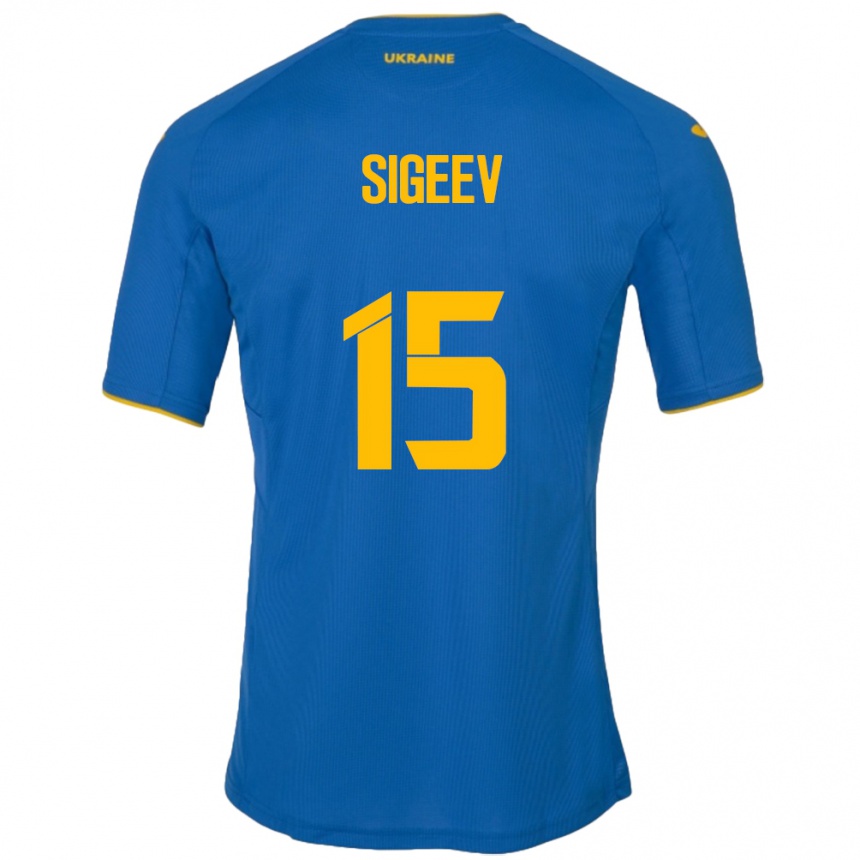 Gyermek Labdarúgás Ukrajna Kyrylo Sigeev #15 Kék Idegenbeli Jersey 24-26 Mez Póló Ing