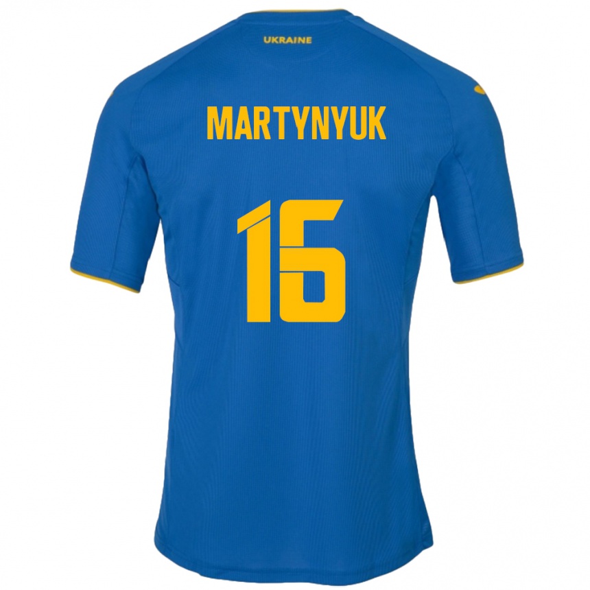 Gyermek Labdarúgás Ukrajna Oleksandr Martynyuk #16 Kék Idegenbeli Jersey 24-26 Mez Póló Ing