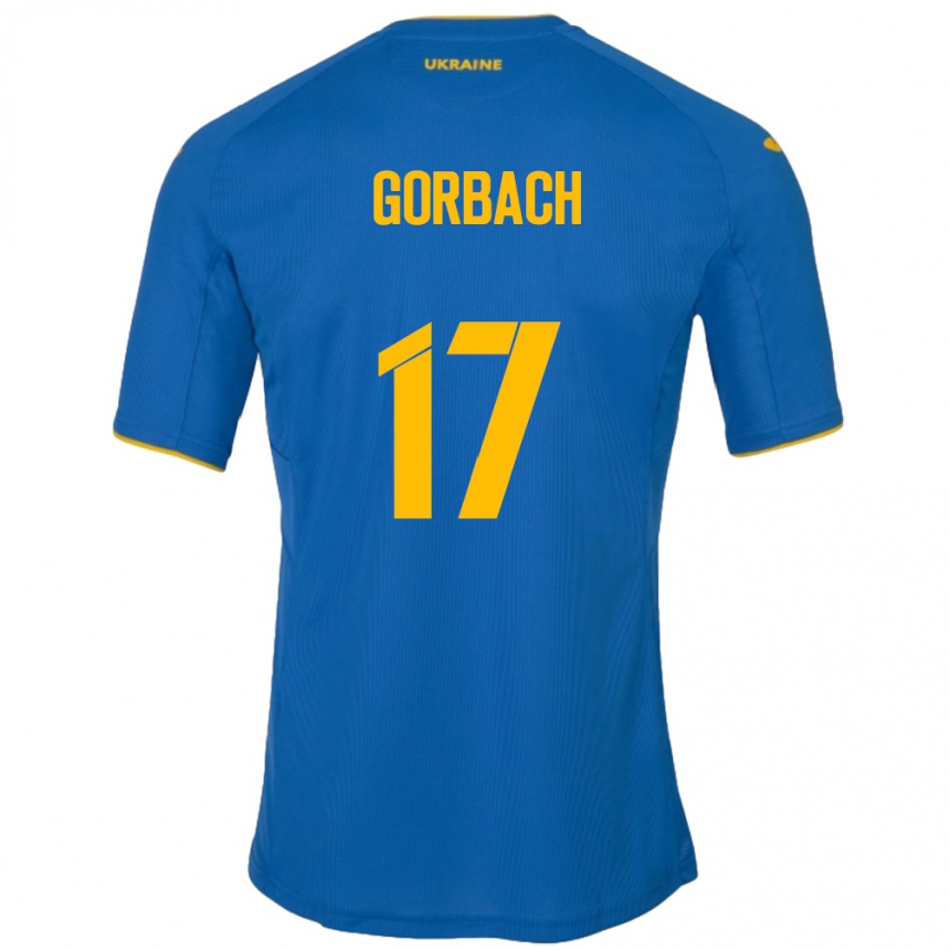 Gyermek Labdarúgás Ukrajna Igor Gorbach #17 Kék Idegenbeli Jersey 24-26 Mez Póló Ing