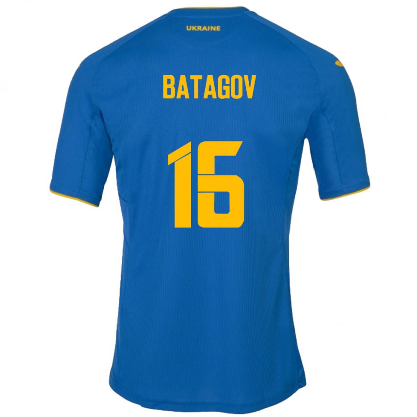 Gyermek Labdarúgás Ukrajna Arseniy Batagov #16 Kék Idegenbeli Jersey 24-26 Mez Póló Ing