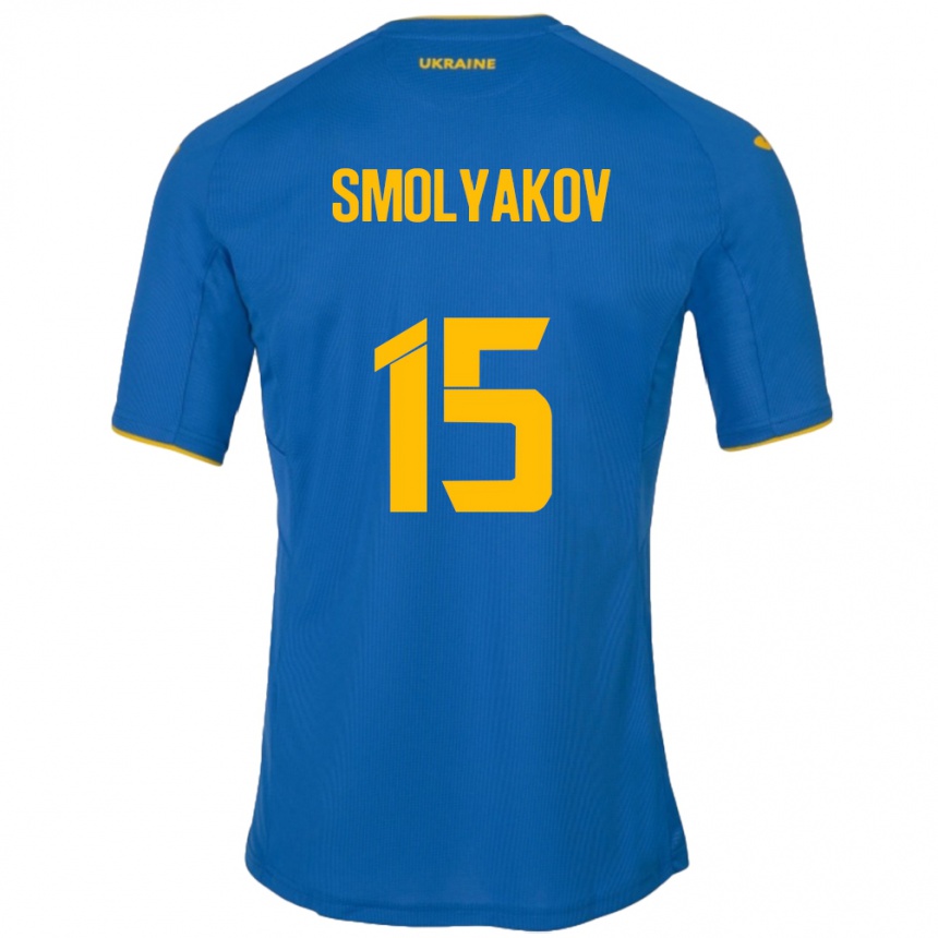 Gyermek Labdarúgás Ukrajna Artem Smolyakov #15 Kék Idegenbeli Jersey 24-26 Mez Póló Ing