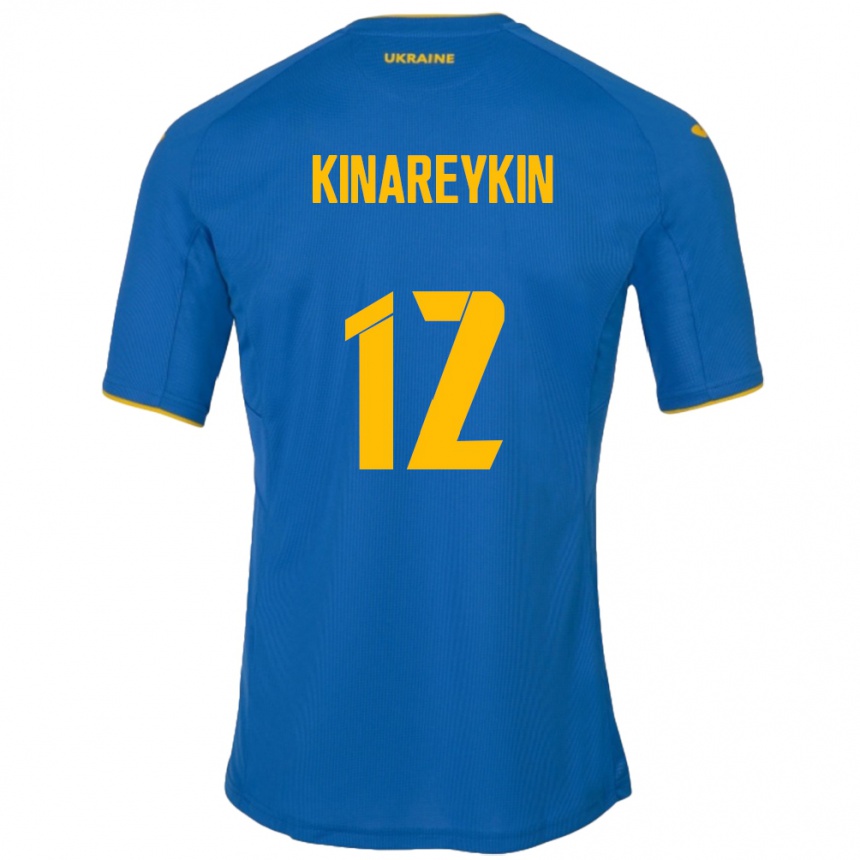 Gyermek Labdarúgás Ukrajna Yakiv Kinareykin #12 Kék Idegenbeli Jersey 24-26 Mez Póló Ing