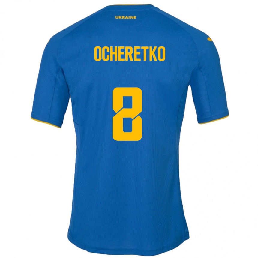 Gyermek Labdarúgás Ukrajna Oleg Ocheretko #8 Kék Idegenbeli Jersey 24-26 Mez Póló Ing