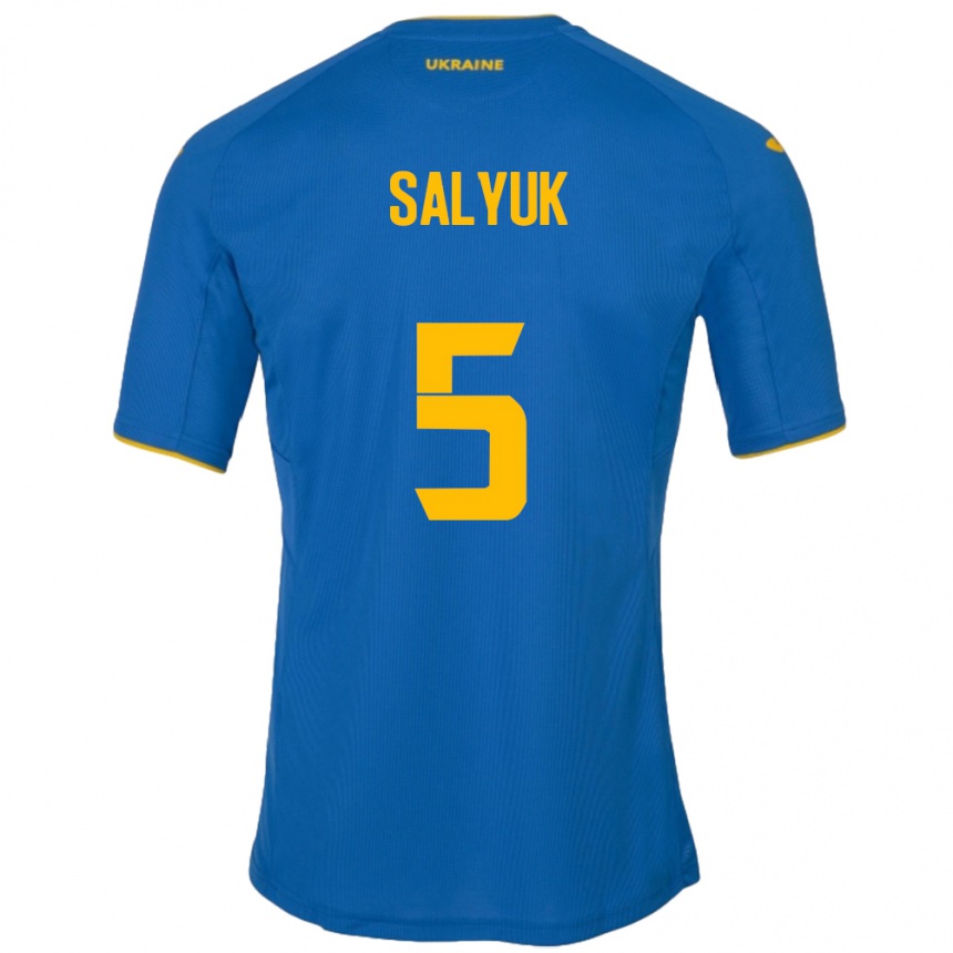 Gyermek Labdarúgás Ukrajna Volodymyr Salyuk #5 Kék Idegenbeli Jersey 24-26 Mez Póló Ing