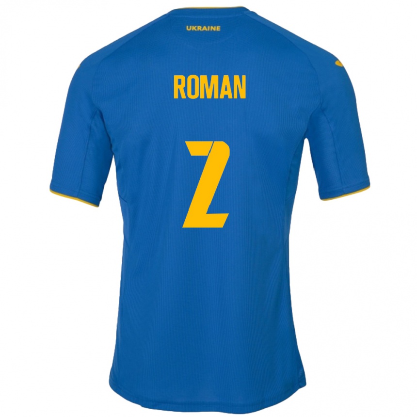 Gyermek Labdarúgás Ukrajna Vitaliy Roman #2 Kék Idegenbeli Jersey 24-26 Mez Póló Ing