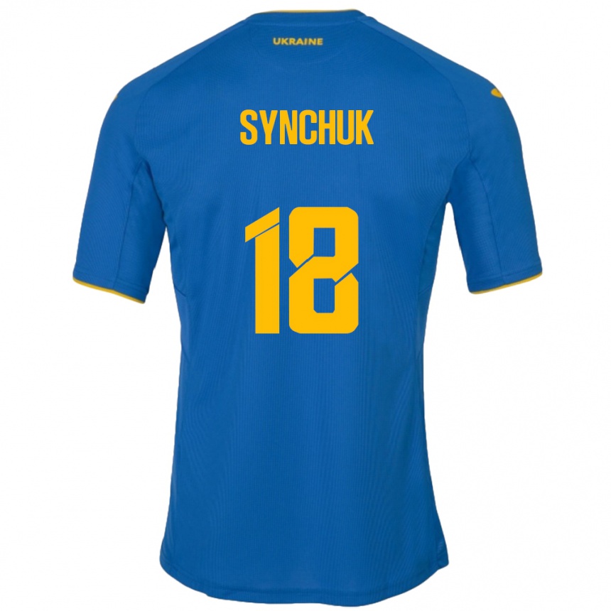 Gyermek Labdarúgás Ukrajna Gennadiy Synchuk #18 Kék Idegenbeli Jersey 24-26 Mez Póló Ing