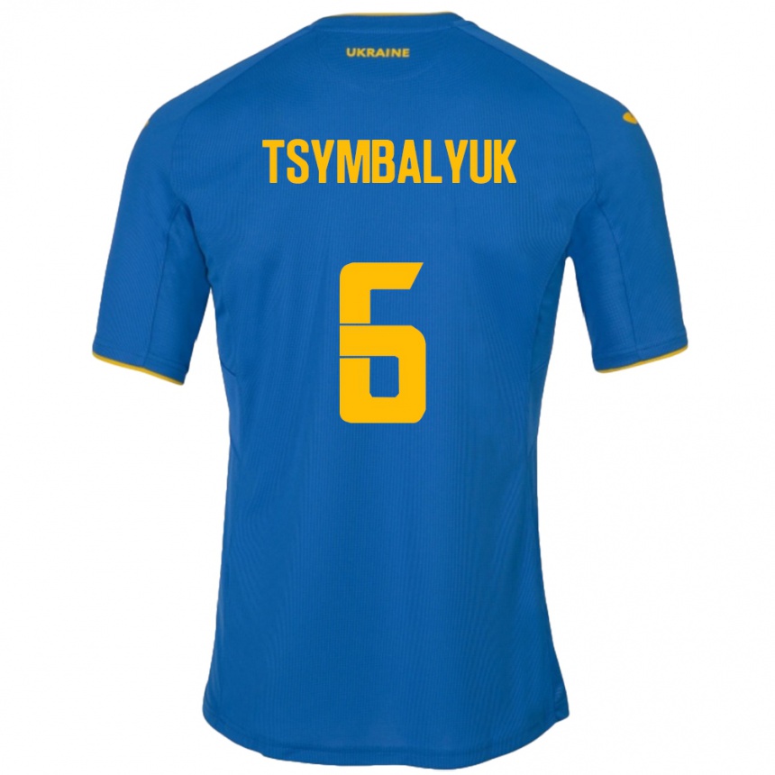 Gyermek Labdarúgás Ukrajna Maksym Tsymbalyuk #6 Kék Idegenbeli Jersey 24-26 Mez Póló Ing