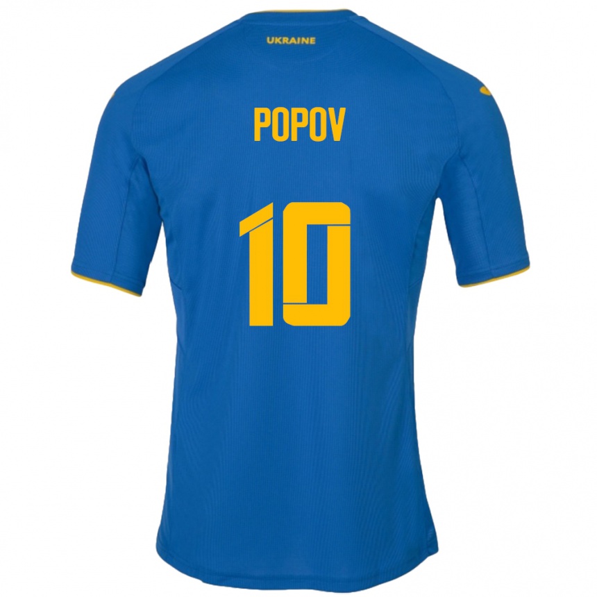 Gyermek Labdarúgás Ukrajna Bogdan Popov #10 Kék Idegenbeli Jersey 24-26 Mez Póló Ing