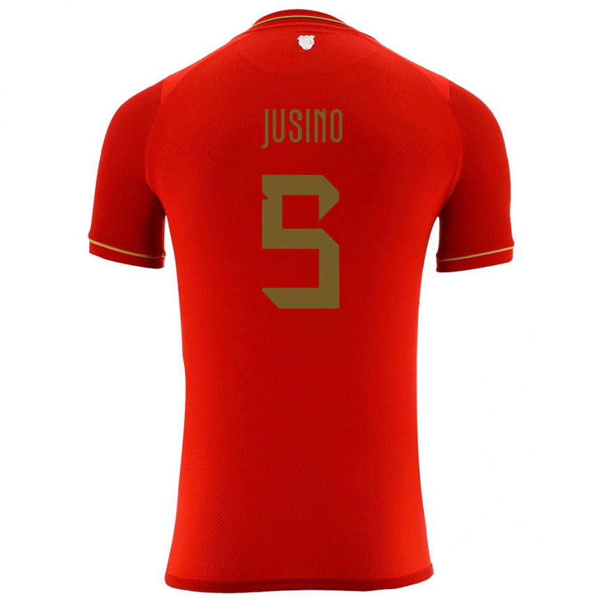 Gyermek Labdarúgás Bolívia Adrián Jusino #5 Piros Idegenbeli Jersey 24-26 Mez Póló Ing