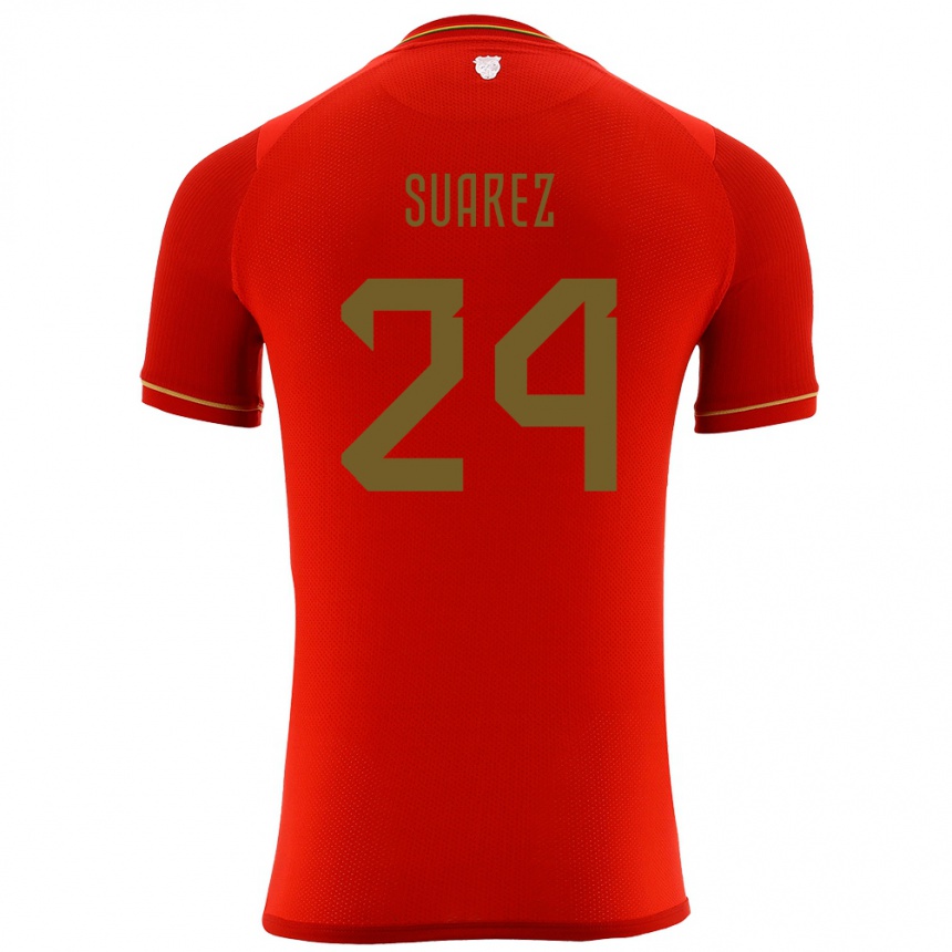 Gyermek Labdarúgás Bolívia Marcelo Suárez #24 Piros Idegenbeli Jersey 24-26 Mez Póló Ing