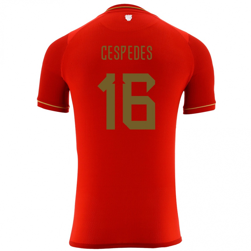 Gyermek Labdarúgás Bolívia Boris Céspedes #16 Piros Idegenbeli Jersey 24-26 Mez Póló Ing