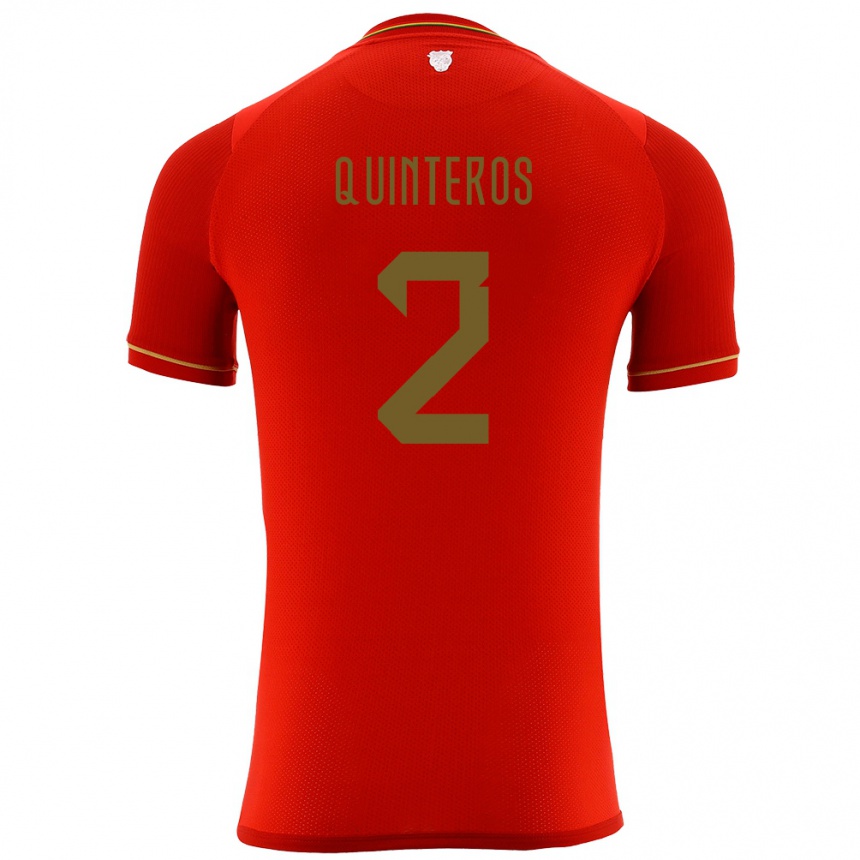 Gyermek Labdarúgás Bolívia Jairo Quinteros #2 Piros Idegenbeli Jersey 24-26 Mez Póló Ing