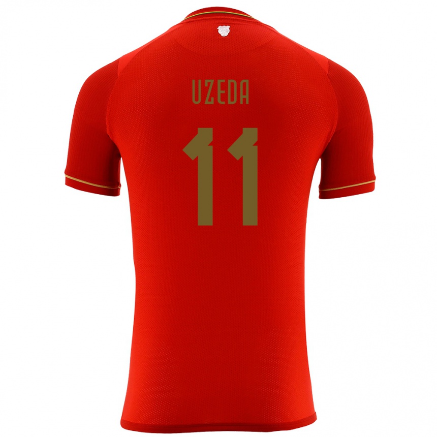 Gyermek Labdarúgás Bolívia Javier Uzeda #11 Piros Idegenbeli Jersey 24-26 Mez Póló Ing