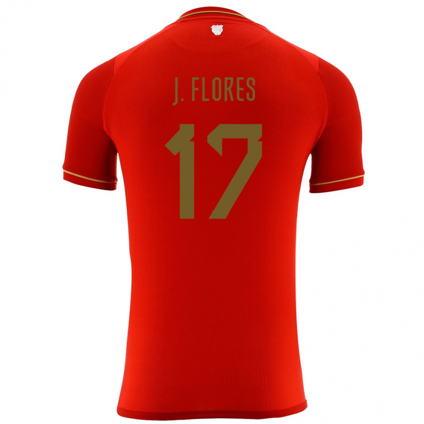 Gyermek Labdarúgás Bolívia José Flores #17 Piros Idegenbeli Jersey 24-26 Mez Póló Ing