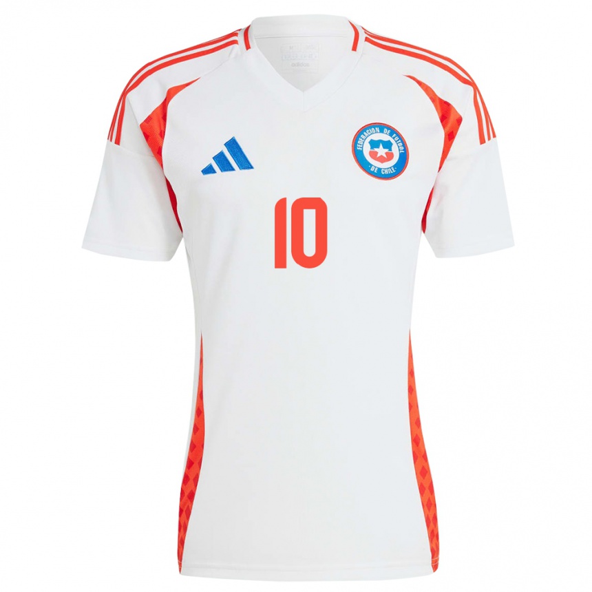 Gyermek Labdarúgás Chile Alexis Sánchez #10 Fehér Idegenbeli Jersey 24-26 Mez Póló Ing