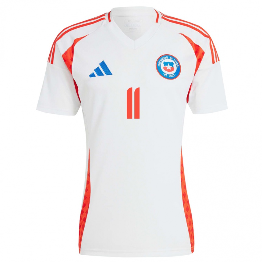 Gyermek Labdarúgás Chile Joan Cruz #11 Fehér Idegenbeli Jersey 24-26 Mez Póló Ing