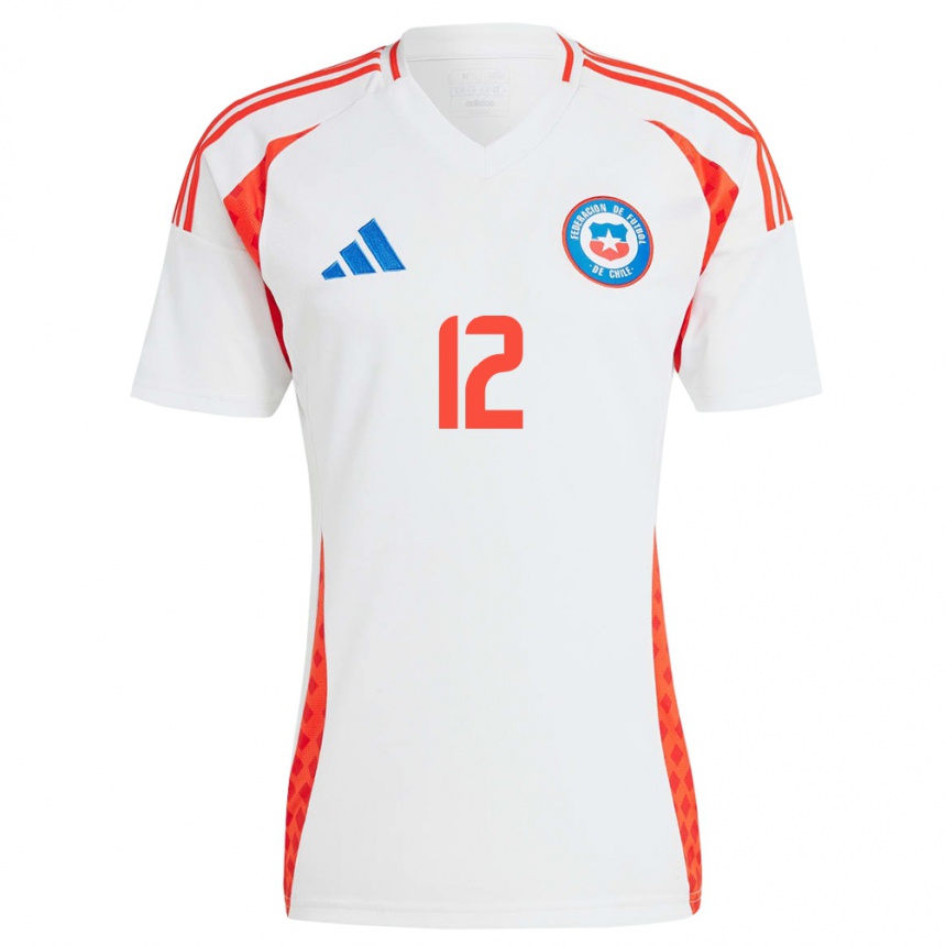 Gyermek Labdarúgás Chile Thomas Gillier #12 Fehér Idegenbeli Jersey 24-26 Mez Póló Ing