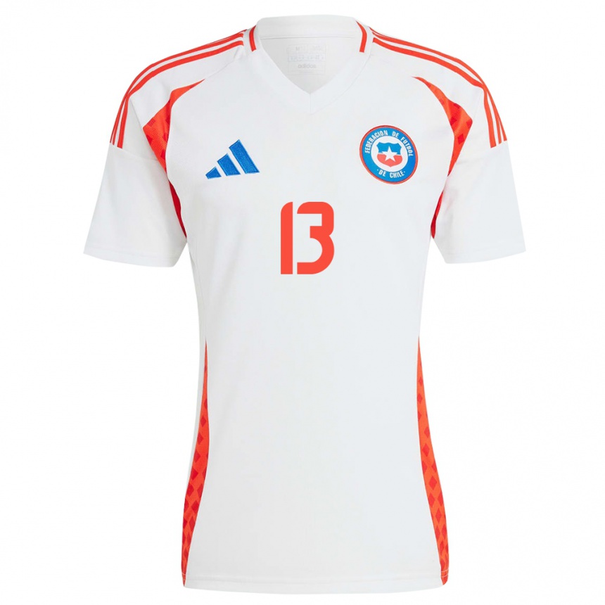 Gyermek Labdarúgás Chile Cristián Morales #13 Fehér Idegenbeli Jersey 24-26 Mez Póló Ing