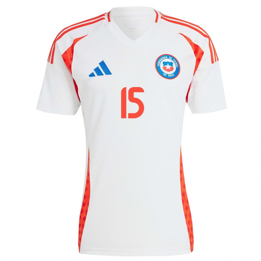 Gyermek Labdarúgás Chile Daniela Zamora #15 Fehér Idegenbeli Jersey 24-26 Mez Póló Ing