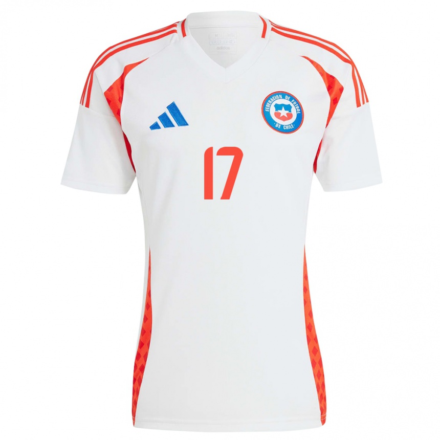 Gyermek Labdarúgás Chile Francisco Marchant #17 Fehér Idegenbeli Jersey 24-26 Mez Póló Ing