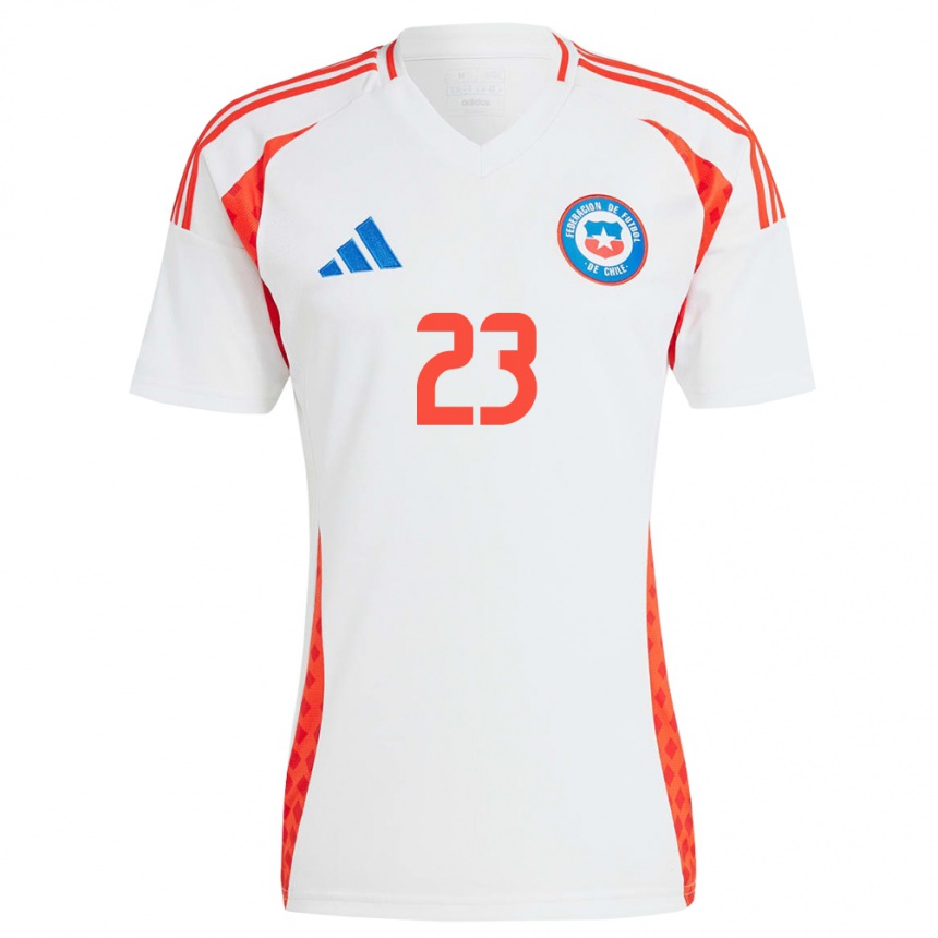 Gyermek Labdarúgás Chile Pedro Garrido #23 Fehér Idegenbeli Jersey 24-26 Mez Póló Ing