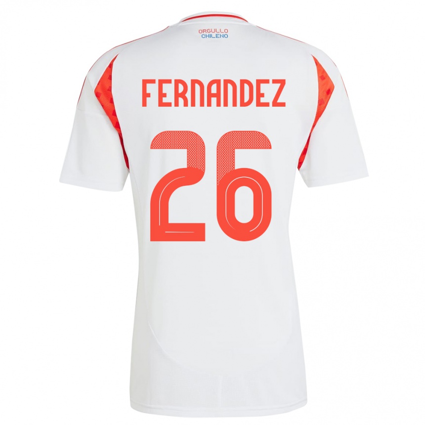 Gyermek Labdarúgás Chile Nicolás Fernández #26 Fehér Idegenbeli Jersey 24-26 Mez Póló Ing