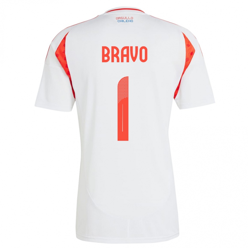 Gyermek Labdarúgás Chile Claudio Bravo #1 Fehér Idegenbeli Jersey 24-26 Mez Póló Ing