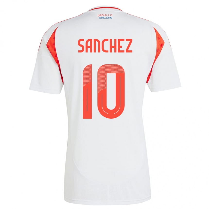 Gyermek Labdarúgás Chile Alexis Sánchez #10 Fehér Idegenbeli Jersey 24-26 Mez Póló Ing