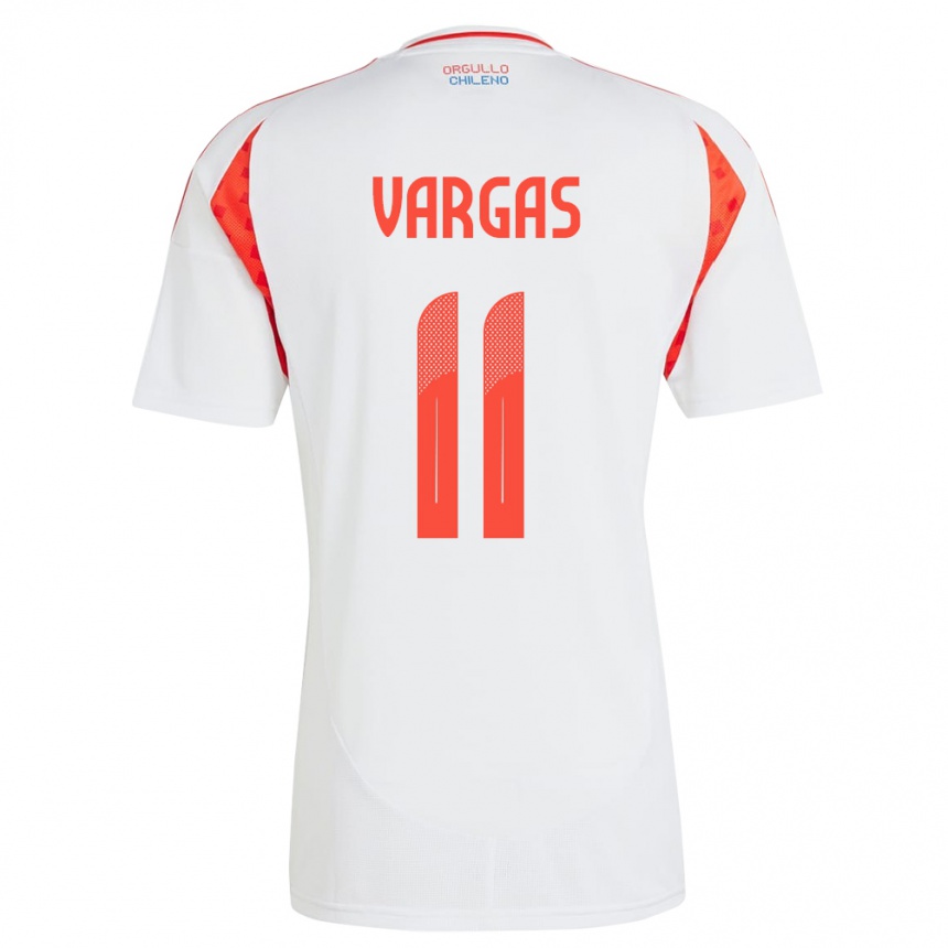 Gyermek Labdarúgás Chile Eduardo Vargas #11 Fehér Idegenbeli Jersey 24-26 Mez Póló Ing