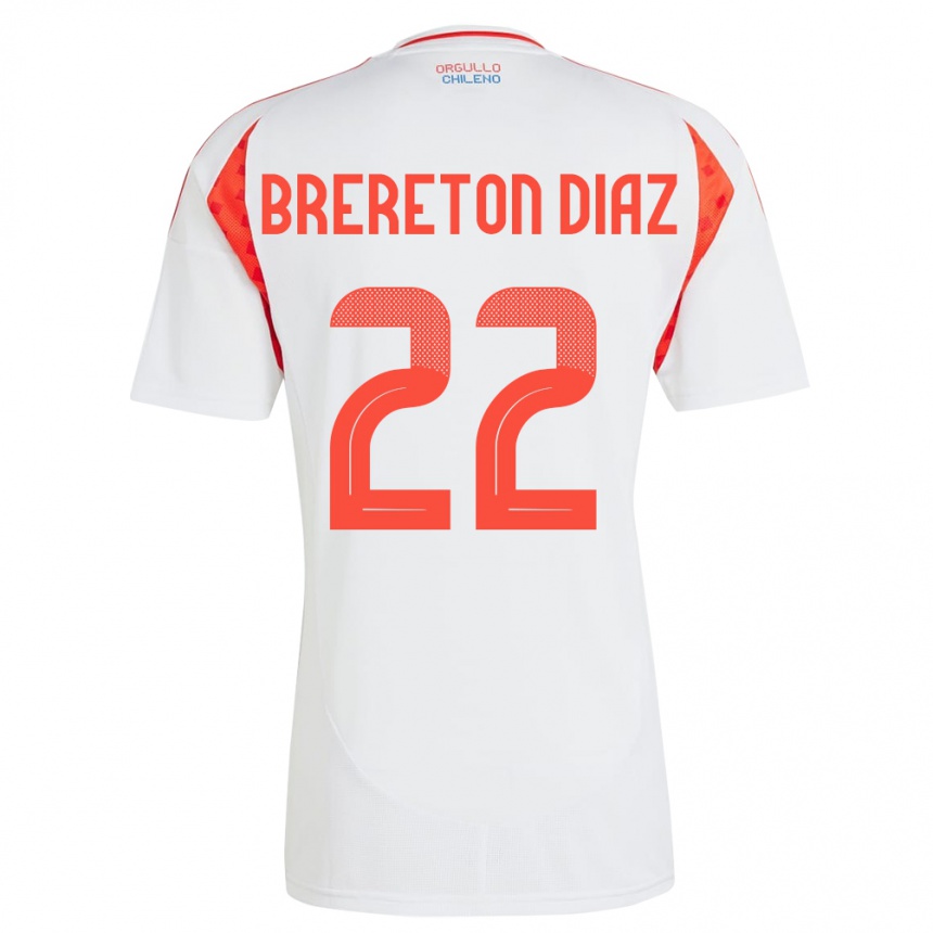 Gyermek Labdarúgás Chile Ben Brereton Díaz #22 Fehér Idegenbeli Jersey 24-26 Mez Póló Ing