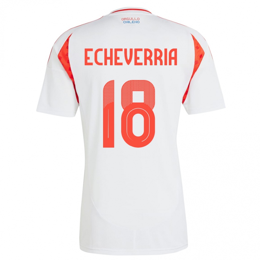 Gyermek Labdarúgás Chile Rodrigo Echeverría #18 Fehér Idegenbeli Jersey 24-26 Mez Póló Ing