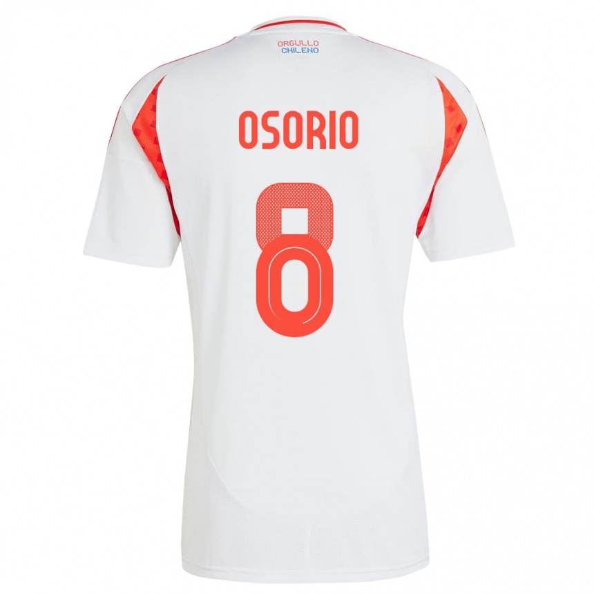 Gyermek Labdarúgás Chile Darío Osorio #8 Fehér Idegenbeli Jersey 24-26 Mez Póló Ing