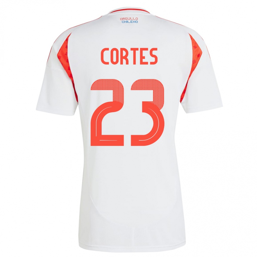 Gyermek Labdarúgás Chile Brayan Cortés #23 Fehér Idegenbeli Jersey 24-26 Mez Póló Ing