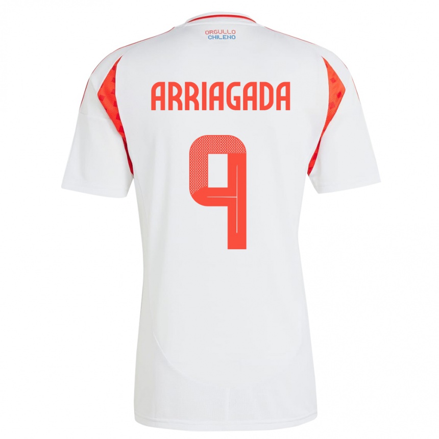 Gyermek Labdarúgás Chile Luciano Arriagada #9 Fehér Idegenbeli Jersey 24-26 Mez Póló Ing