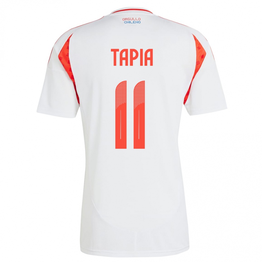 Gyermek Labdarúgás Chile Gonzalo Tapia #11 Fehér Idegenbeli Jersey 24-26 Mez Póló Ing