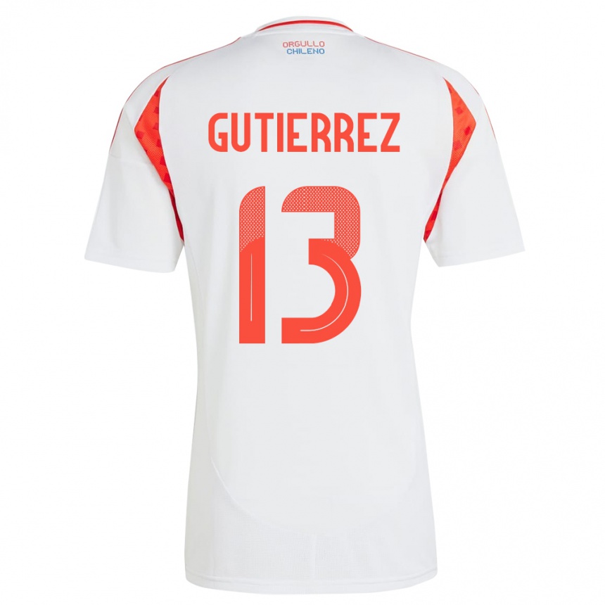 Gyermek Labdarúgás Chile Daniel Gutiérrez #13 Fehér Idegenbeli Jersey 24-26 Mez Póló Ing