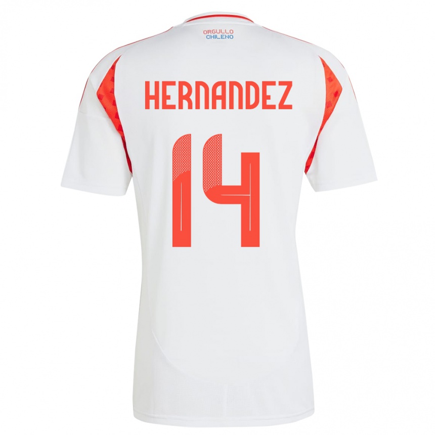 Gyermek Labdarúgás Chile Leandro Hernández #14 Fehér Idegenbeli Jersey 24-26 Mez Póló Ing