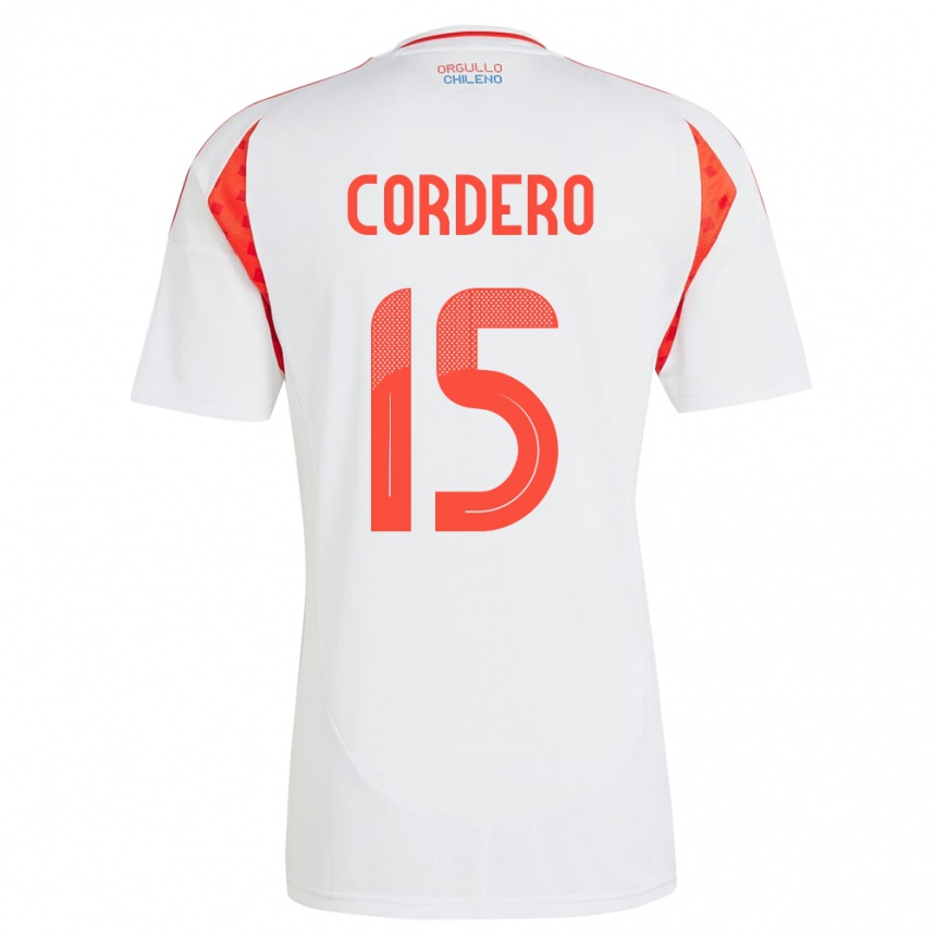 Gyermek Labdarúgás Chile Renato Cordero #15 Fehér Idegenbeli Jersey 24-26 Mez Póló Ing