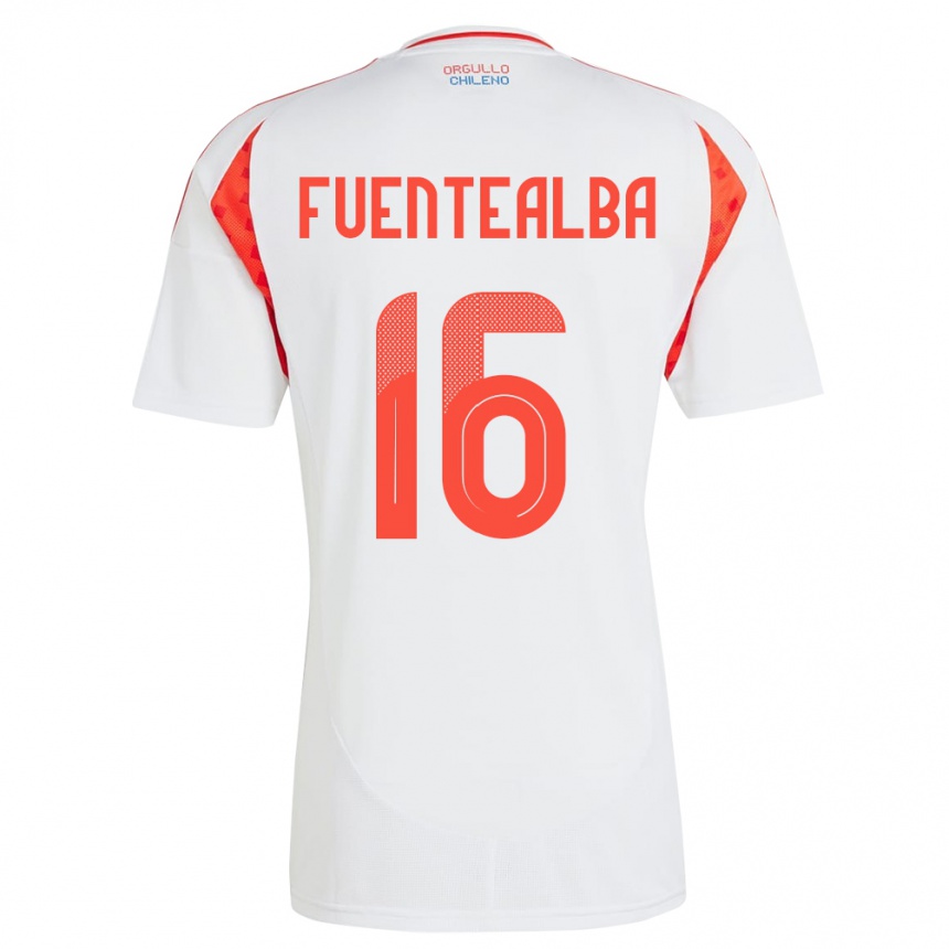 Gyermek Labdarúgás Chile Jeison Fuentealba #16 Fehér Idegenbeli Jersey 24-26 Mez Póló Ing