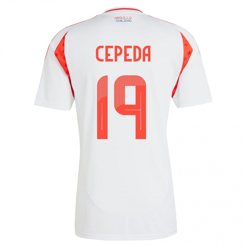 Gyermek Labdarúgás Chile Lucas Cepeda #19 Fehér Idegenbeli Jersey 24-26 Mez Póló Ing