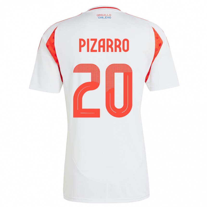 Gyermek Labdarúgás Chile Damián Pizarro #20 Fehér Idegenbeli Jersey 24-26 Mez Póló Ing